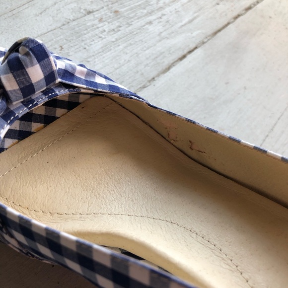 Blue Gingham Checkered Wedge Espadrilles - Picture 10 of 11